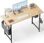 STAR WORK Engineered Wood Modern Simple Powder Coated Computer Study Writing Table Desk with 2 Hooks, Storage Bag Writing Desk Folding Desk for Small Spaces (Beige, (30"(H) X40(W) X19(D) in))