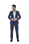 Active Fashion Men’s 2 Piece Solid Regular Fit Suit Set with Coat and Trouser (in, Numeric, 42, Navy Blue)