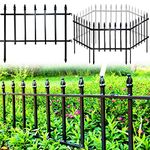 Thealyn Metal Decorative Garden Fence 22" Wide x 18" High (5 Panels, Total Length 9.17 feet), Metal Border Folding Fence, Landscape Fencing for Flower Bed, Yard, Animal Barrier (Black)