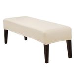 SearchI Dining Bench Cover, Stretch Washable Upholstered Bench Slipcover, Jacquard Bench Seat Protector, Rectangle Bench Covers for Dining Room, Bedroom, Living Room, Kitchen (Beige)