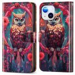 Wallet Case for iPhone 14 6.1 Print Animal Mable Pattern Design PU Leather Shockproof Flip Cover with Card Slots Holder for Girls Boys - Dreamcatcher Owl