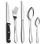 Homikit Cutlery Sets with Steak Knives, 30-Piece Stainless Steel Flatware Silverware Set Service for 6, Knives Forks Spoons for Home Kitchen Restaurant, Mirror Polished & Dishwasher Safe