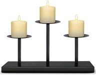 3 Pillar Candelabra Black, Fireplace Pillar Candle Holder Plate, Metal Taper Candle Stand, Candlestick Holders for Centerpiece Tables Wedding Dining Room Decor (3 Pillar)