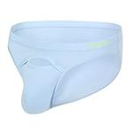 BIATWOWR 2XL Mens Briefs Sexy Enhancing Low Rise Stretchy Soft Comfortable Front Opening Pouch Bulge No Ride-up Tag-less Male Underwear Blue