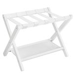 SONGMICS Luggage Rack, Bamboo Luggage Rack for Guest Room, Folding Suitcase Stand, for Hotel, Bedroom, Heavy-Duty, Holds up to 131 lb, Classic White URLR007W01