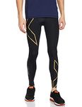 2XU MCS Run Compression Tight W/Back Storage, Black/Gold Reflective, Large