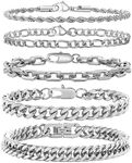 VNOX Silver Chain Bracelets for Men