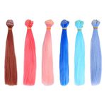 TOYANDONA Straight Doll Hair 6Pcs Doll Wigs Handcraft Doll Hair Fashion Dolls & Accessories for Kids Girls Doll Making, DIY Art and Craft (100x15cm)