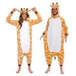 Silver Lilly Giraffe One Piece Animal Costume - Unisex Adult Plush Cosplay Pajamas (Giraffe, XL)