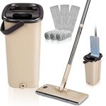 Midyb Mop and Buckets Sets, Microfibre Flat Mop and Bucket Set with 6 Reusable Pads & Stainless Steel Handle, 360° Rotating Floor Mops for Cleaning Hardwood Laminate Tile Floors