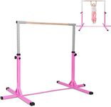 COSTWAY Gymnastics Training Bar, 90-150cm Height Adjustable Horizontal Kip Bars with Non-slip Rubber Pads, Home Gym Sports Equipment for Kids Juniors, 100kg Weight Capacity (Pink)