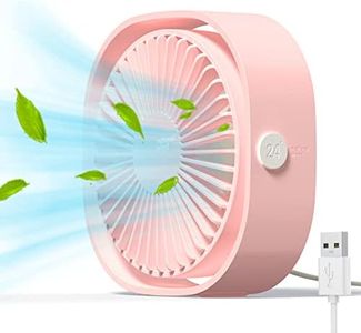 Simpeak Mini Usb Desk Fan Cooling quiet portable Pink USB Powered ONLY (No Battery), 3 Speed Setting 360° Adjustable Swivel for Home and Travel