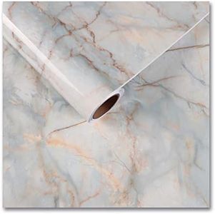 CRE8TIVE Cyan Gold Marble Film Wallpaper Self-Adhesive 60 cm x 300 cm Film Worktop Kitchen Photo Wallpaper Living Room Wallpaper Bathroom Waterproof Marble Film Self-Adhesive Cabinet Film Film for