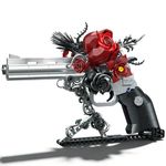 Red Rose Petal Flower Gun Building Blocks,Compatible with Lego Revolver, Creative Mechanical Pistol Model, DIY Collectible Desk Decor Display Valentine's Day Gift for Adults and Teens