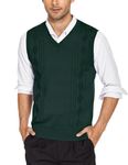 COOFANDY Sleeveless Jumpers for Men Sweater Vest Knitted Tank Top Sweater Knitted Gilets Pullover Vest Winter Jumper Vest for College Dark Green XL