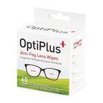 OptiPlus Anti Fog Lens Wipes l Pre-Moistened l Cleaning Wipes for Glasses, Laptops Screens, Smart Phones, Optical Lens, Goggles, Watch Screen and More l Defogging, Quick-Dry & Scratch-Free l 60 Count