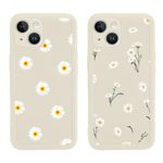 Yoedge 2 Pack for iPhone 14 Plus 6.7", Flower Pattern Daisy Girl Women's Phone Case, Beige Soft TPU Silicone Shockproof Protective Cute Aesthetic Design Phone Cover Funda, for iPhone 14 Plus