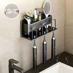 Toothbrush Holders, Tooth Brushing Holder for Shower Organizer, Toothbrush Holder Wall Mounted, Shower Organizer, Electric Toothbrush Holder for Bathroom Countertop Space Saving (Black)