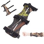 ELONG OUTDOOR ELONG 8.7'' Cow Leather Archery Arm Guard Protector with 3 Adjustable Straps for Bow Hunting Accessories for Youth & Adults, Camo