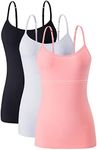 Ymmchy Women Camisoles Adjustable Strap Tank Top with Shelf Bra Cami Vest Cotton Undershirts 3 Pack Black/White/Pink XXL