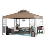 Sunjoy 10 ft. x 12 ft. Soft Top Gazebo with Khaki 2-Tier Canopy and Ceiling Hook