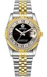 Reginald Unisex Watch Hands Sapphire Full Gold Stainless Steel Quartz Dial Watches, gold/black, luxury