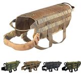 FDC Tactical Dog Vest Harness K9 MOLLE Hunting Military Hook and Loop Patch Panel XS, S, M, L, XL (Coyote Desert TAN, XL: Chest up to 36")