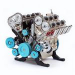 TECHING Mini v8 Engine Model kit That Runs Mechanical Metal Assembly DIY Car Engine Model Kit 500+Pcs Educational Experiment