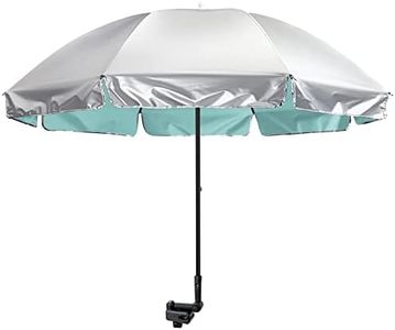 G4Free Parapluie Universel à Pince 140 cm avec Protection UV Réglable pour Chaise de Plage pour Poussettes, Fauteuils Roulants, Chaises de Terrasse, Chaises de Plage et Voiturettes de Golf