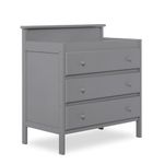 Dream On Me Mason Modern Changing Table with Free Changing Pad/Spacious Drawers/Made of New Zealand Pinewood/Anti-Tipping, Steel Grey