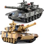 Supdex 1/24 RC Battle Tank Set, Remote Control US M1A2 Abrams and Chinese Type 99 Model Tank That Shoots for Kids and Adults, 2.4G Army Toy for Boys Age 6+ Year Old with Sound, Lights and Smoke