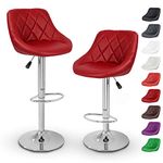 TRESKO 2 x Bar Stools Set with Backrest | Leatherette Exterior | Height Adjustable and Adjustable Swivel Gas Lift | Chrome Footrest | Available in 10 Colors (2x Burgundy)