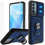 MoreFit Case for OnePlus Nord N200 5G, Bumper Defender Hybrid Polycarbonate Ring Case Back Cover for OnePlus Nord N200 5G - Blue Robotic Sliding Camera Window