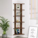 BLUEWUD Braine Engineered Wood Multipurpose Wall Decor Floating & Free Standing Shelf Display Rack Decorative Hall Décor for Living Room Home Furniture (6 Triangle Shelves) (Brown Maple)