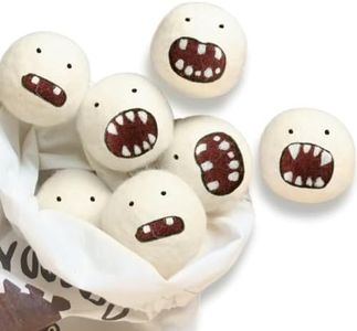 Woolbuddy Dryer Balls, 6-Pack Reusable Wool Laundry Accessories, Monster Design for Pet Hair Removal, Home Essentials, Cute and Efficient Drying Solution