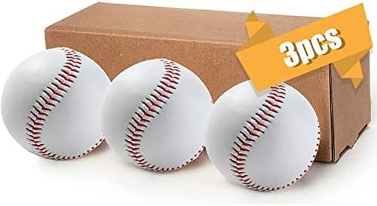 LeapBeast Pelotas de Béisbol Profesionales 9", 3 Piezas PU Cosido a Mano Baseball, Espuma Suave/Madera Dura Béisbol para Competiciones de Juego, Pitching Catching (Béisbol Suave)