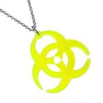 Neon Yellow Biohazard Symbol Pendan