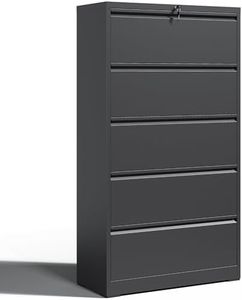 OPTYMIRA 5 Drawer Lateral File Cabinet with Lock,Heavy Duty Large Metal Filing Cabinet Home Office Horizontal File Cabinets Wide Steel Cabinet for Legal/Letter Size File,Assembly Required