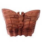 Purpledip Magic Wooden Puzzle Box 'Butterfly': Handmade Mystery Keepsake Box Game Gift (11060)