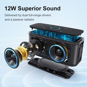 DOSS SoundBox Touch Bluetooth Speaker – 12W HD Bass, IPX5 Waterproof, 20H Playtime, Black
