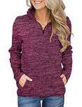 iWoo Sweatshirt Woman Casual Pullover Cosy Tops Comfy Light Weight Shirt Turtleneck Stylish Zipper Winter Jumper Wine Red M