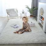 SHIPKEY Extra Large Fluffy Shaggy Carpet 8x10 Feet (240x300 cm) for Girls and Boys, Area Rugs, Perfect for Bedroom, Living Rooms, Home Decor, Non-Slip Modern Rugs (Beige)