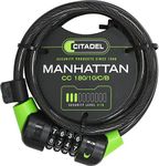 Citadel Manhattan Cable Bike Lock - 180cm/10mm, Bicycle Combo Lock, Self Coiling with Settable Combo Code