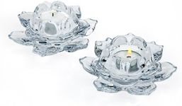 Shannon by Godinger Lotus Crystal Votive Pair Candle Holders, Set of 2