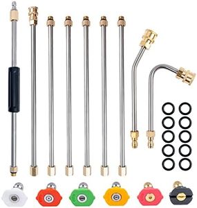 Pressure Washer Extension Wand,10 ft Replacement Lance,Power Washer Lance with Spray Nozzle Tips,2Pcs 30°,120° Curved Rod,1/4''Quick Connect,6Pcs Spray Nozzle Tips and 10Pcs O-Ring,4000 PSI