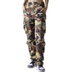 Match Cargo Pants Women,Hiking Pants Baggy Casual Work Pants with 8 Pockets, Khaki Camo, 34