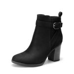 DREAM PAIRS Women's Boots Chunky Heel Ankle Booties Shoes SDAB2431W,Size 9,Black-Suede,SDAB2431W