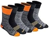 Dickies Men's Dri-Tech Moisture Control Crew Socks Multipack, Hi-vis Orange Black (6 Pairs), 6-12