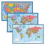 3 Pack - Illustrated World Map & US