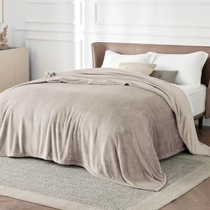 Bedsure Fleece Blanket King Size for Bed - Soft Cosy Fluffy Throw Blankets, Warm Large Throws for Audlts, Oxford Tan, 270x230 cm